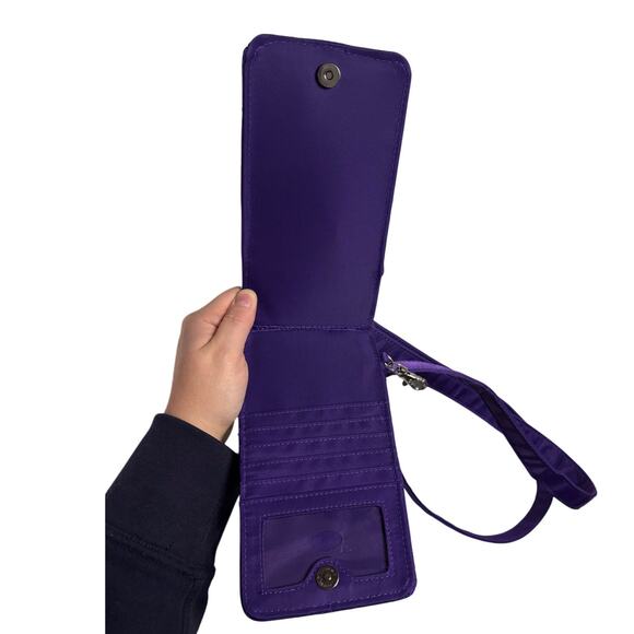 HKWP Purple Quilted Phone Wallet Crossbody Bag RFID Slots Detachable Strap - Picture 11 of 11